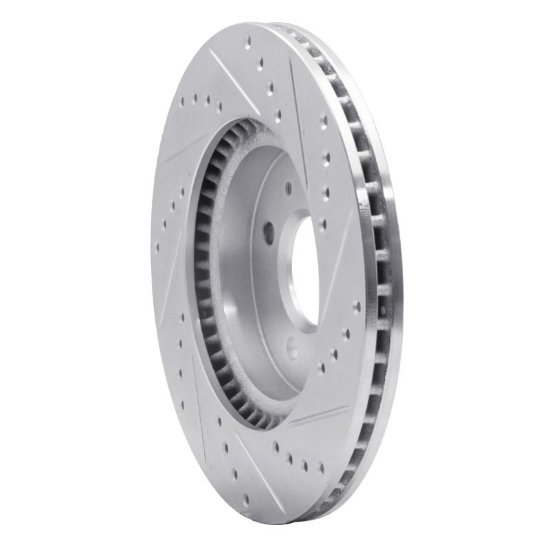 Hyundai Accent Brake Rotor (1) - Front Left - R1 Concepts - Drilled & Slotted - Silver - `12-`23